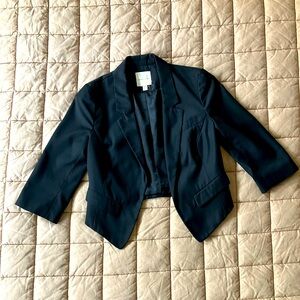 Silence + Noise Cropped Tuxedo Jacket - Black - Small